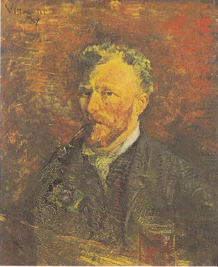 Self portrait with Pipe and Glass, Vincent Van Gogh